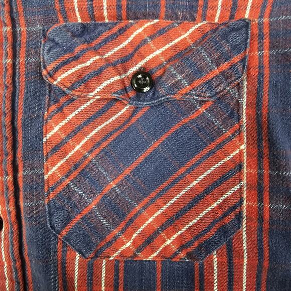 Vintage Dee Cee Flannel Shirt Medium 70s Plaid Blue Red Heavy Workwear Grunge - Picture 5 of 13